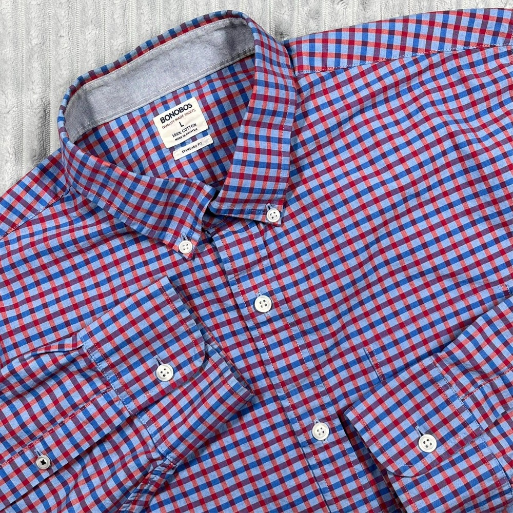 Bonobos Standard Fit Button Down Shirt Mens L Colorful Plaid Check Office Preppy